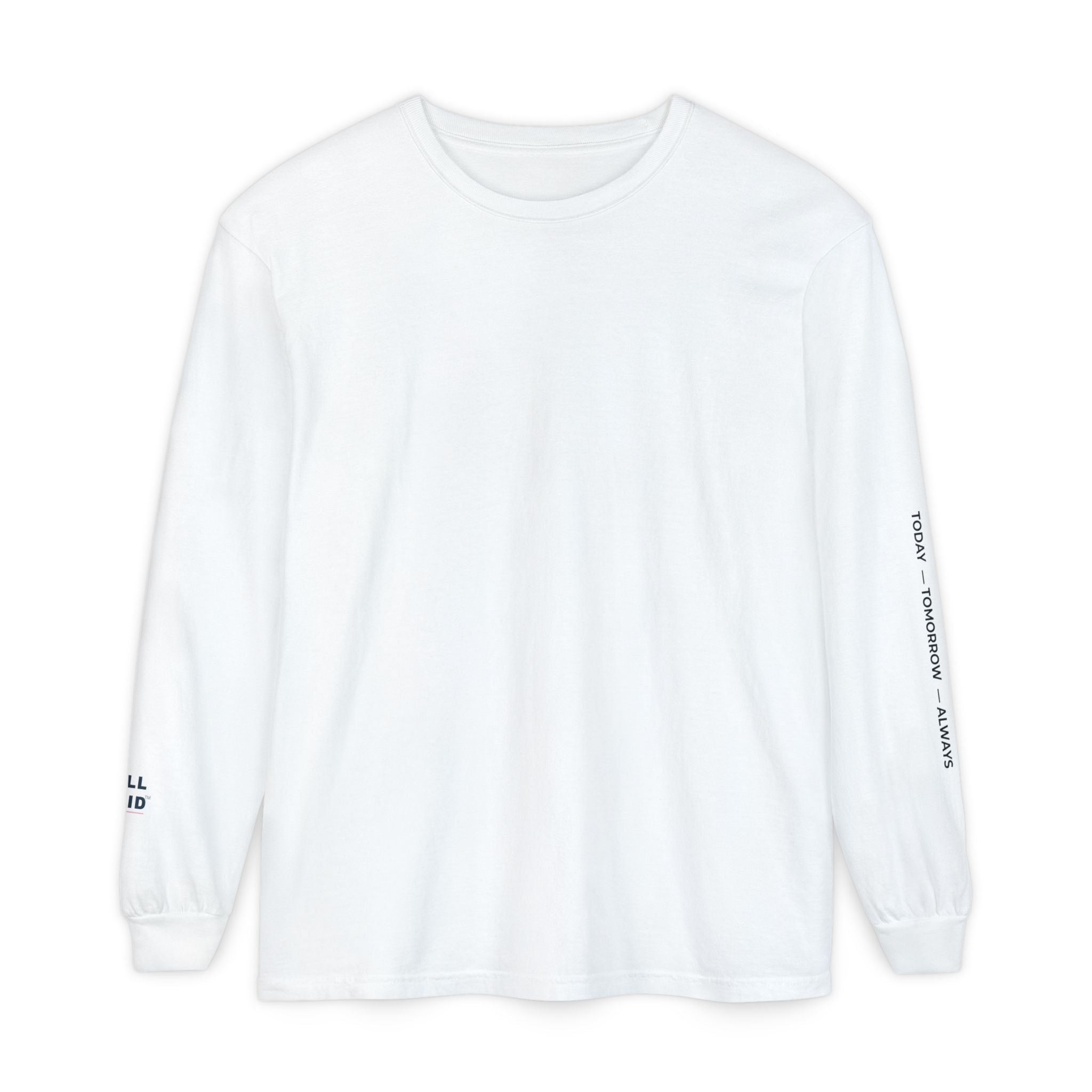 Long Sleeve T-Shirt — Minimal Sleeve Text Graphic
